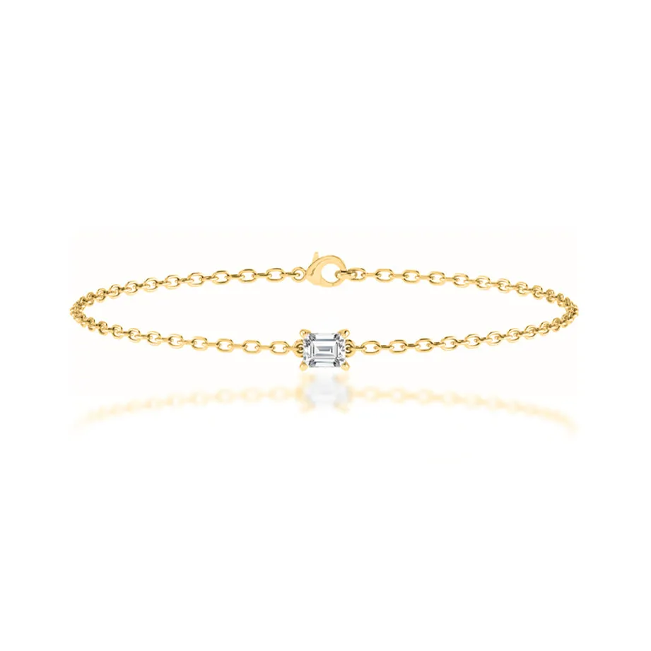 JADA - Lab Diamond Emerald Solitaire Bracelet 18k Yellow Gold