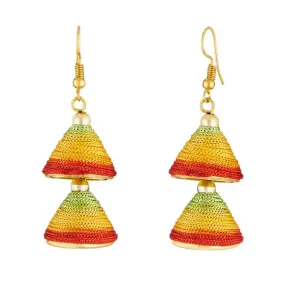 Jeweljunk Multicolor Gold Plated Thread Earrings