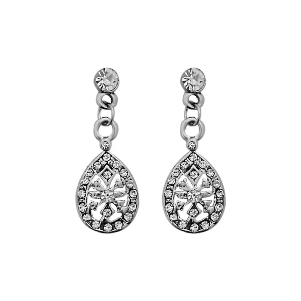 JewelMaze Austrian Stone Silver Plated Stud Earrings ( assorted design )