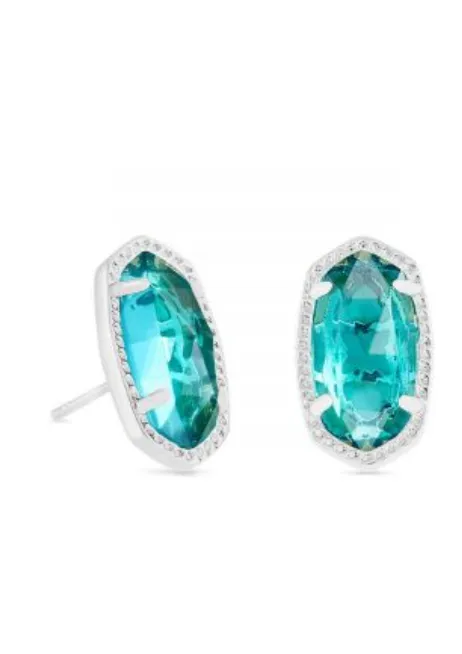 Kendra Scott Ellie Stud Earrings - Rhodium London Blue