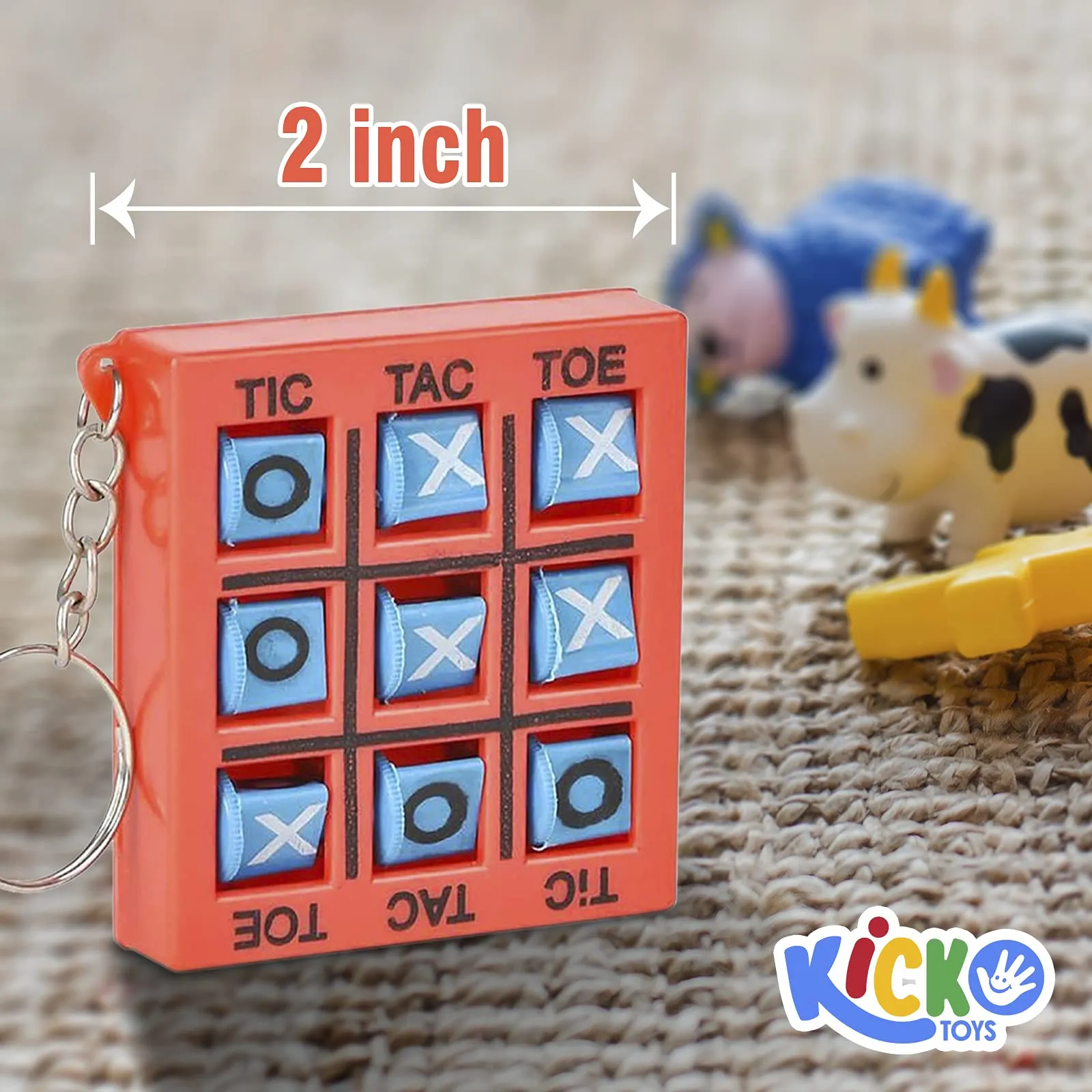 Kicko 2 Inch Tic Tac Toe Keychain - 12 Pack Mini Backpack Clip - Keyring for Bag and Belt