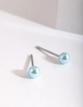 Kids Mini Blue Pearl Earrings