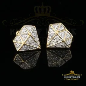 King of Bling's 0.24ct Cubic Zirconia 925 Yellow Silver Women's & Men's Hip Hop Stud Earrings