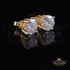 King  of Bling's 3.00ct VVS 'D' Moissanite Men's/Womens 925 Silver Yellow Round Stud Earrings