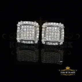 King of Blings- 925 Silver White 0.72ct Cubic Zirconia Hip Hop Square Men's & Women's Earrings