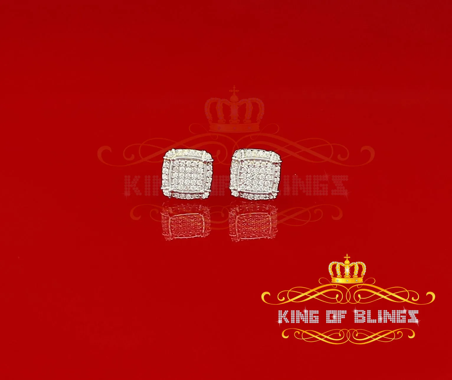 King of Blings- 925 Silver White 0.72ct Cubic Zirconia Hip Hop Square Men's & Women's Earrings