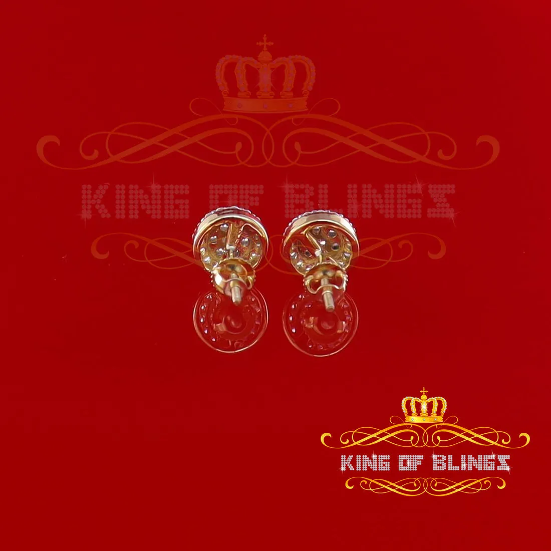 King of Bling's 925 Yellow Silver 0.90ct Cubic Zirconia Women's & Men's Hip Hop Flower Earrings