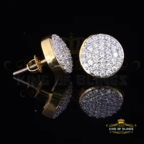 King of Bling's Aretes Para Hombre 925 Yellow Silver 1.48ct Cubic Zirconia Round Women's Earring