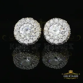 King of Bling's Aretes Para Hombre 925 Yellow Silver 6.57ct Cubic Zirconia Round Ladies Earring