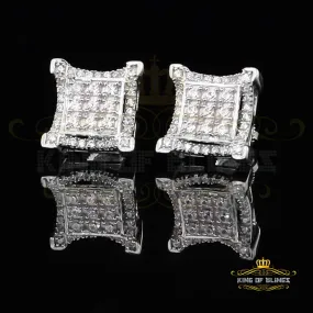 King of Blings- Elegant Square White 925 Silver Screw Back 1.05ct Cubic Zirconia Women Earrings