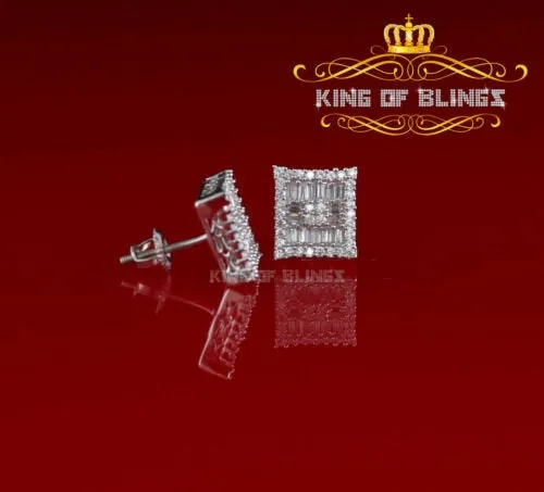 King of Blings- Hip Hop White 925 Silver 0.68ct Cubic Zirconia Women's & Men's Square Earrings