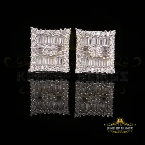 King of Blings- Hip Hop White 925 Silver 0.68ct Cubic Zirconia Women's & Men's Square Earrings