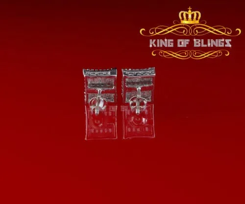 King of Blings- Hip Hop White 925 Silver 0.68ct Cubic Zirconia Women's & Men's Square Earrings