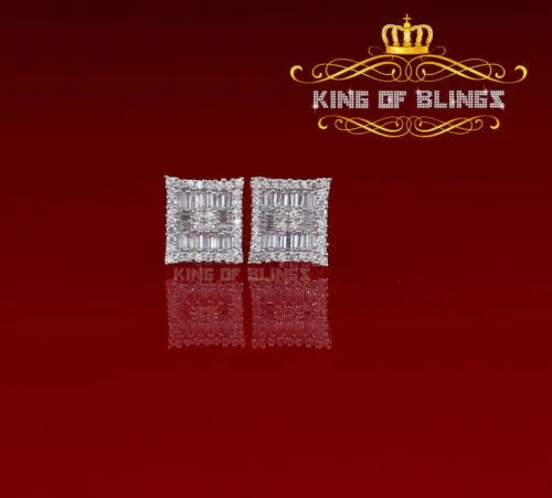 King of Blings- Hip Hop White 925 Silver 0.68ct Cubic Zirconia Women's & Men's Square Earrings