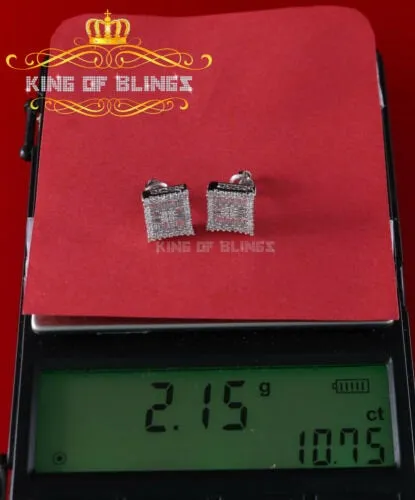 King of Blings- Hip Hop White 925 Silver 0.68ct Cubic Zirconia Women's & Men's Square Earrings