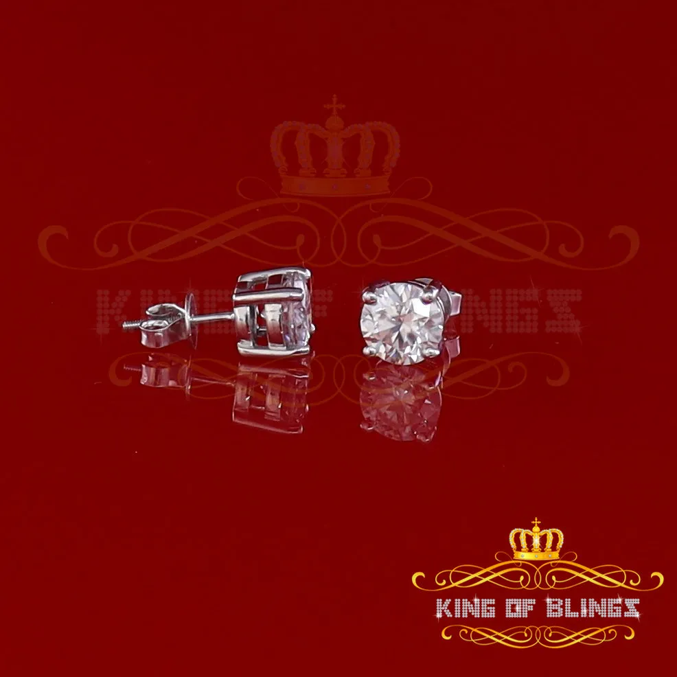 King of Bling's Men's/Women's 925 White silver W/ 3.50ct VVS 'D' Color Moissanite Stud Earrings