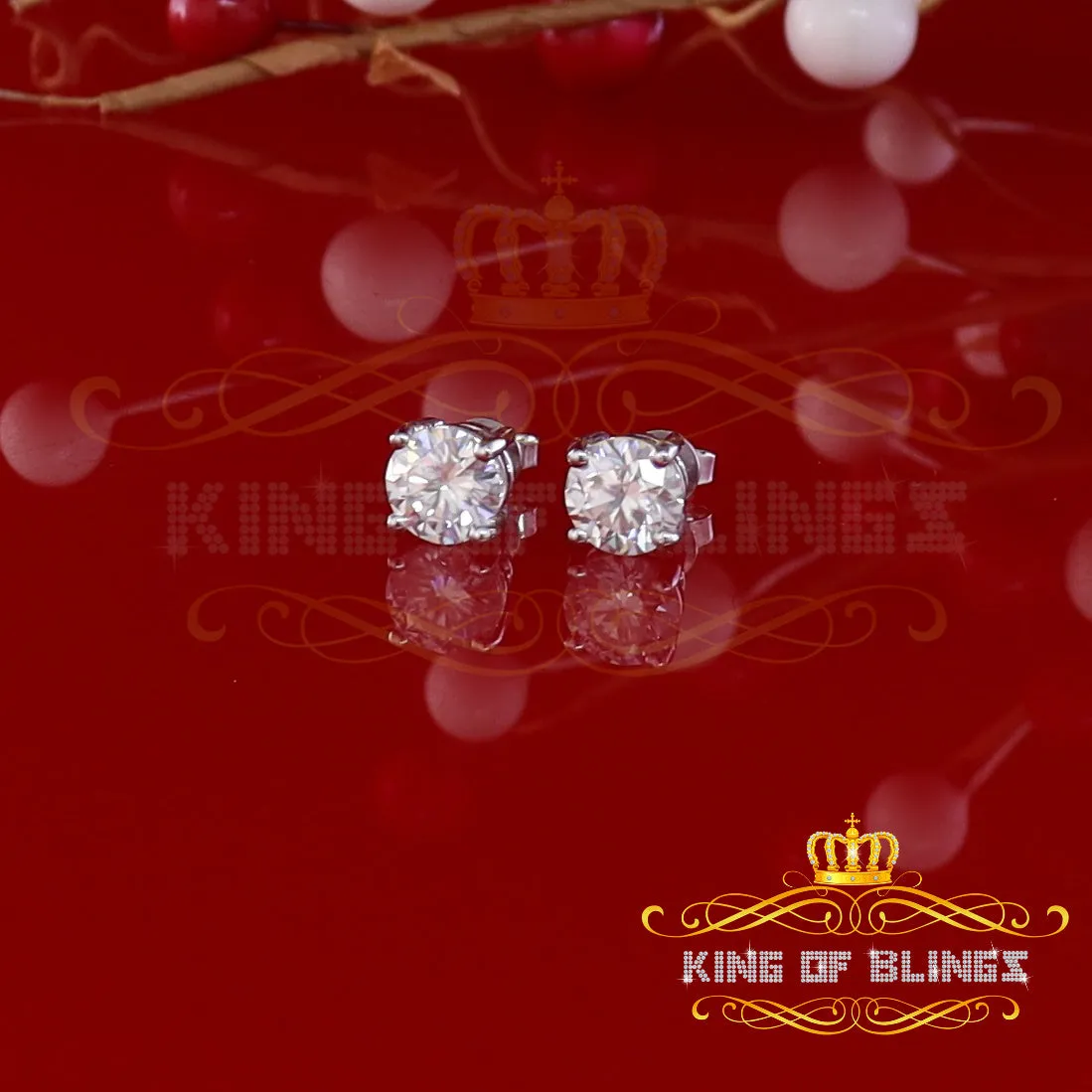 King of Bling's Men's/Women's 925 White silver W/ 3.50ct VVS 'D' Color Moissanite Stud Earrings