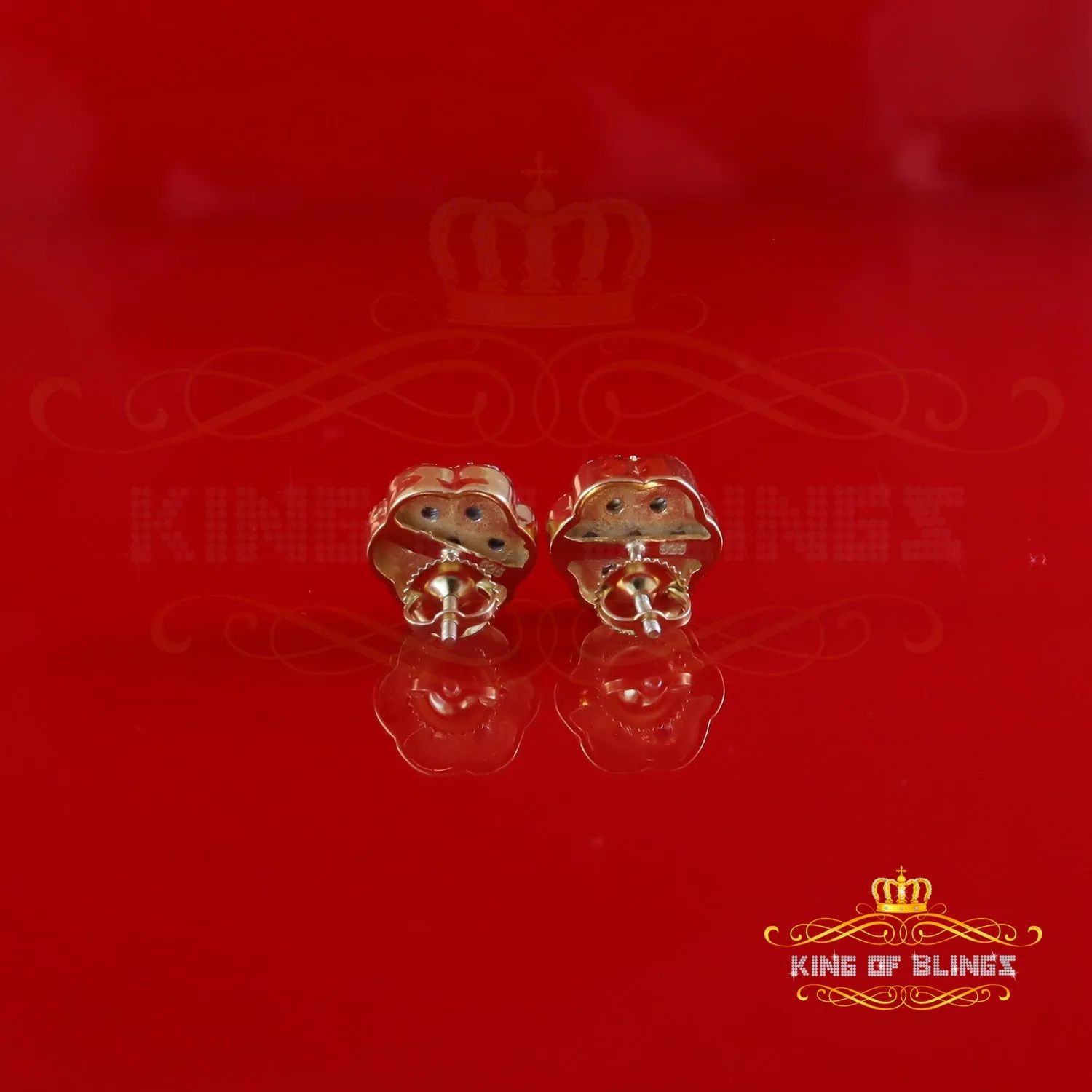 King of Blings-Miracle Set Small 0.40ct Diamond 925 Silver Yellow for Men/Women Stud Earrings