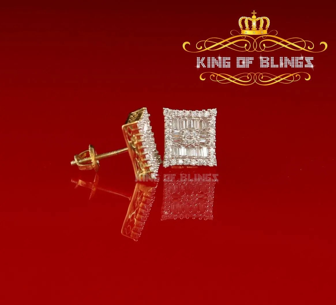 King of Bling's Yellow 925 Sterling Silver 0.68ct Cubic Zirconia Women's & Men's Square Earrings