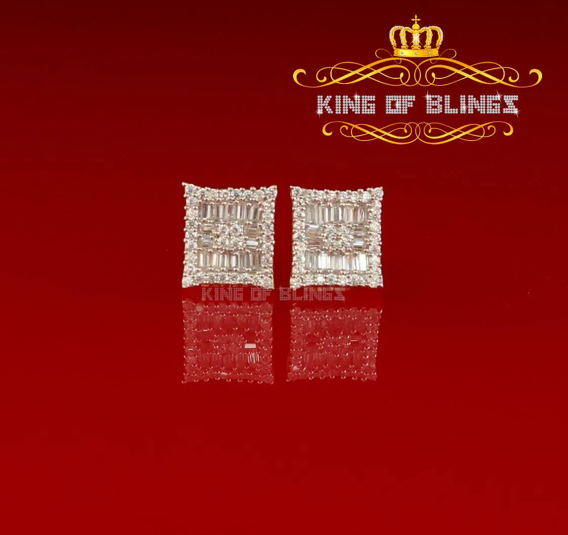 King of Bling's Yellow 925 Sterling Silver 0.68ct Cubic Zirconia Women's & Men's Square Earrings