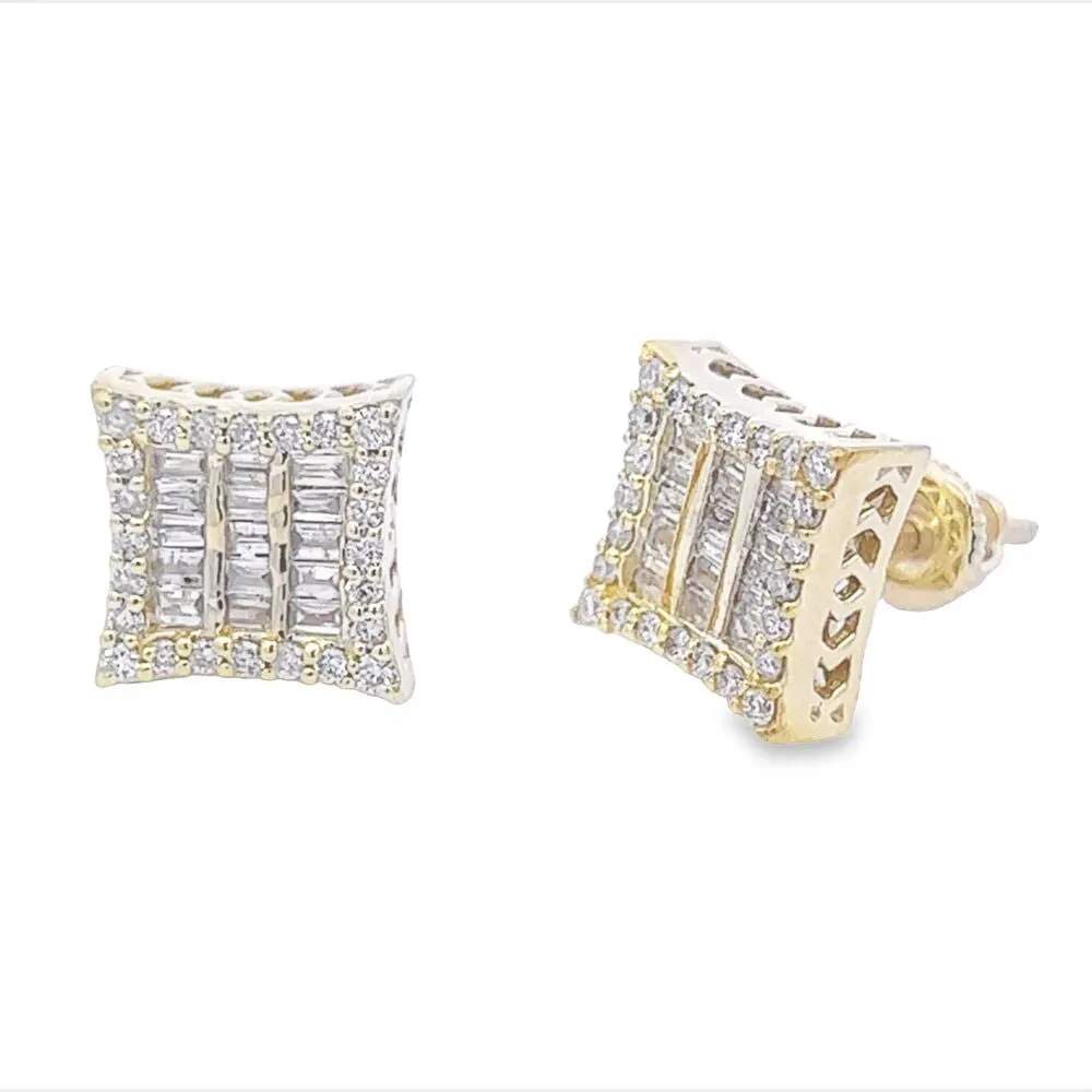 Kite Triple Baguette Diamond Earrings .59cttw 10K Gold