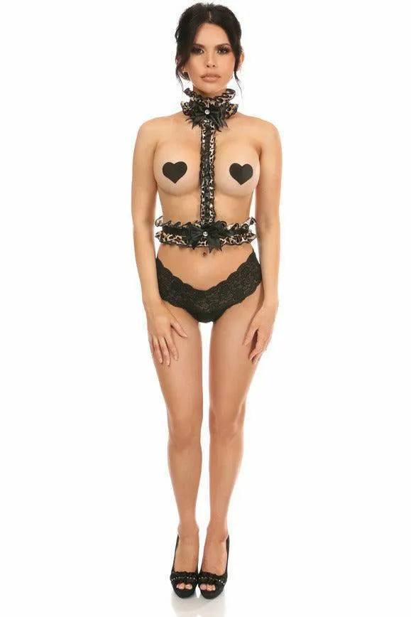 Kitten Collection Leopard Velvet Single Strap Body Harness