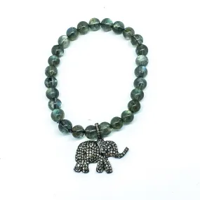 Labradorite bead bracelet with elephant charm