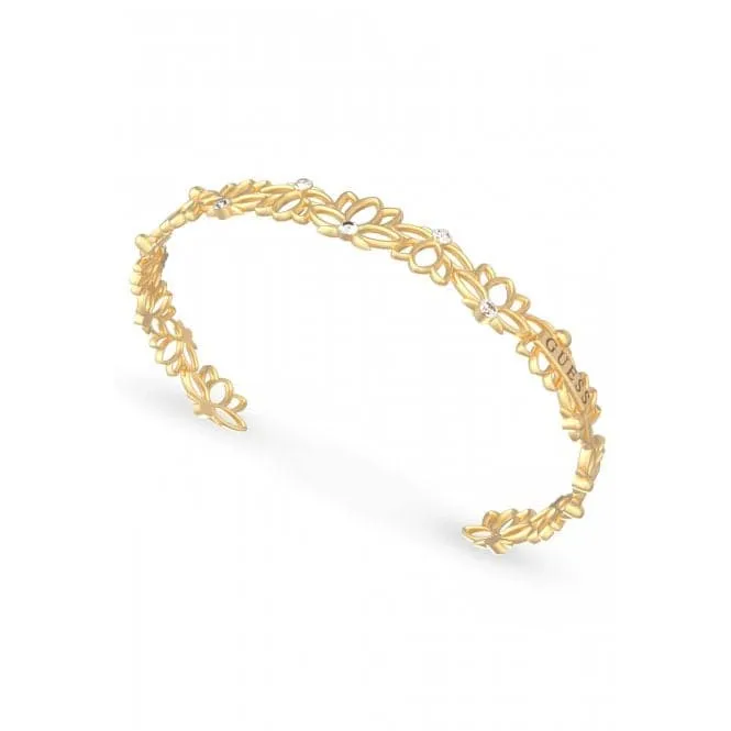 Ladies Gold Plated Lotus Crystals Bangle UBB01348YGL