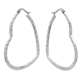 Ladies Stainless Steel Heart Hoop Earrings