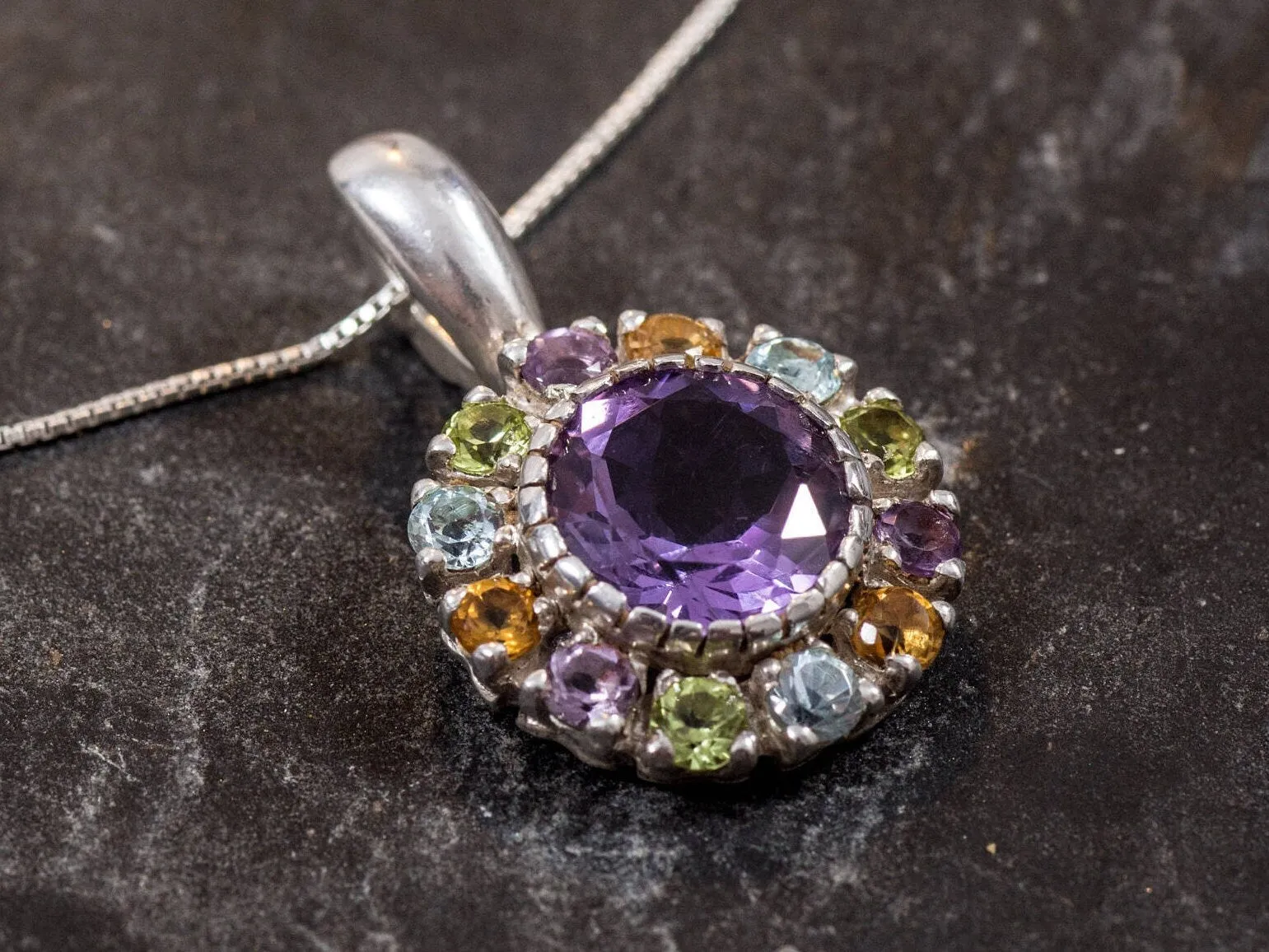 Large Amethyst Pendant - Mothers Birthstone Necklace - Victorian Statement Necklace