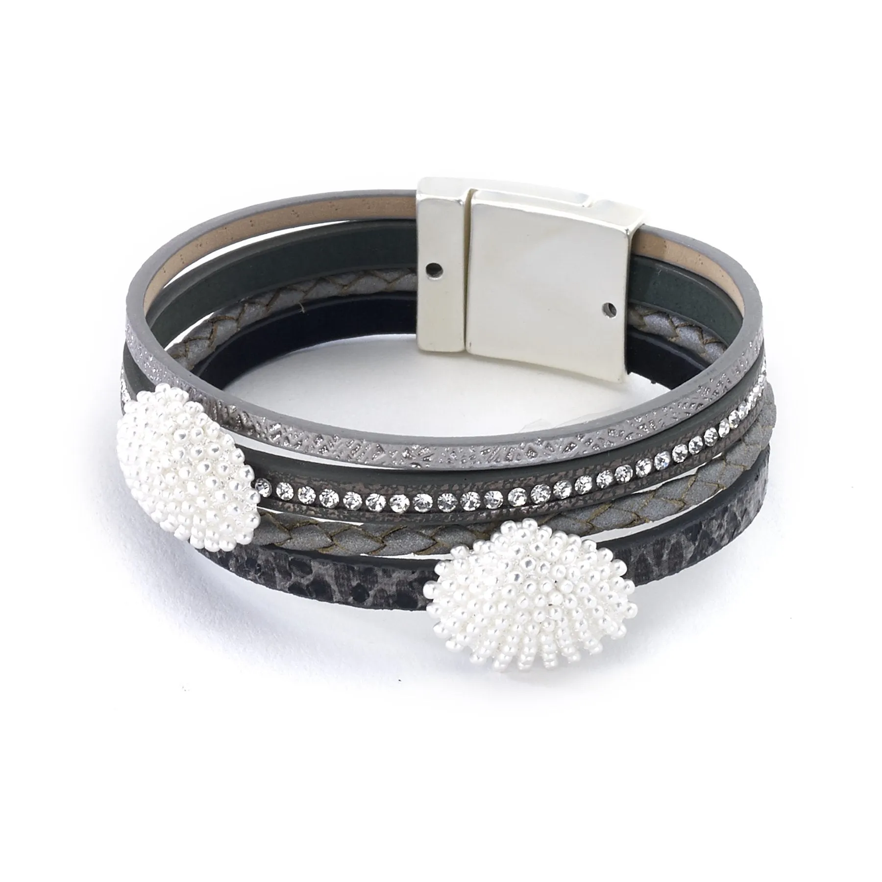 Leather Bracelet with Scallop Shell Charms