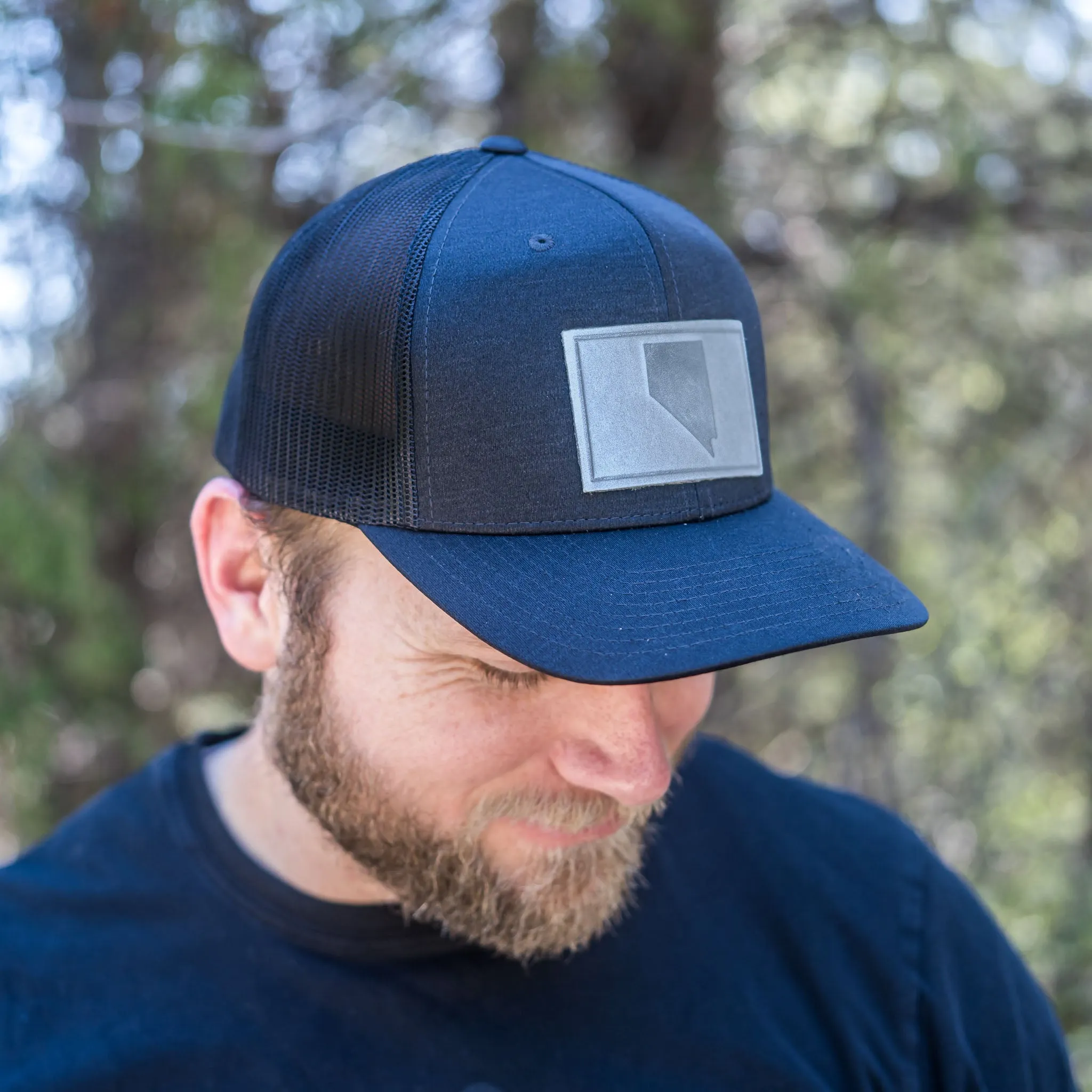 Leather Patch Performance Style Trucker Hat - Nevada Stamp