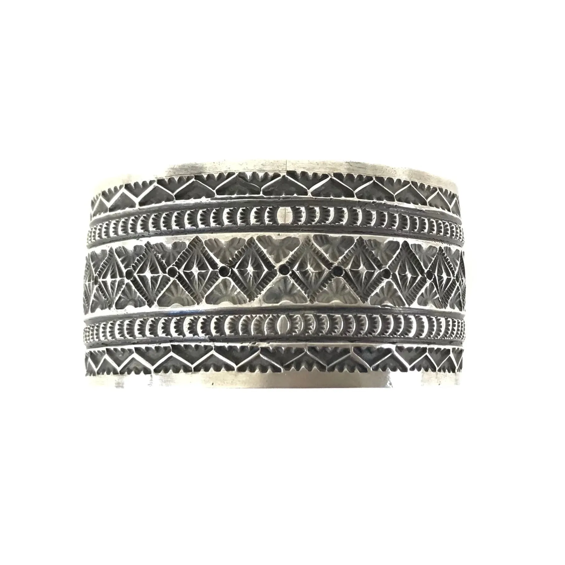 Leonard Maloney Sterlng Silver Stamped Wide Bracelet