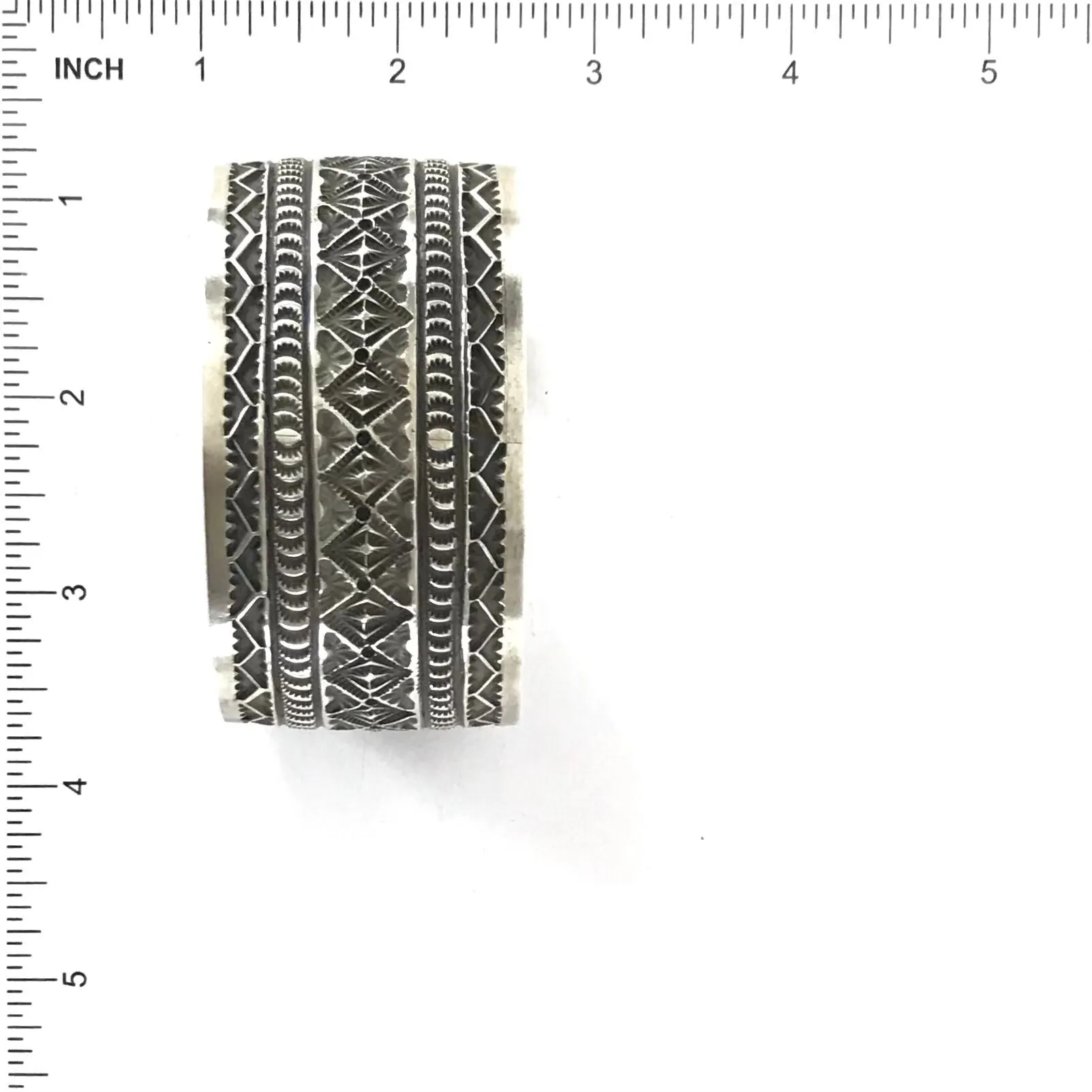 Leonard Maloney Sterlng Silver Stamped Wide Bracelet