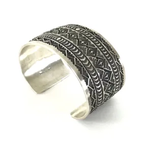 Leonard Maloney Sterlng Silver Stamped Wide Bracelet