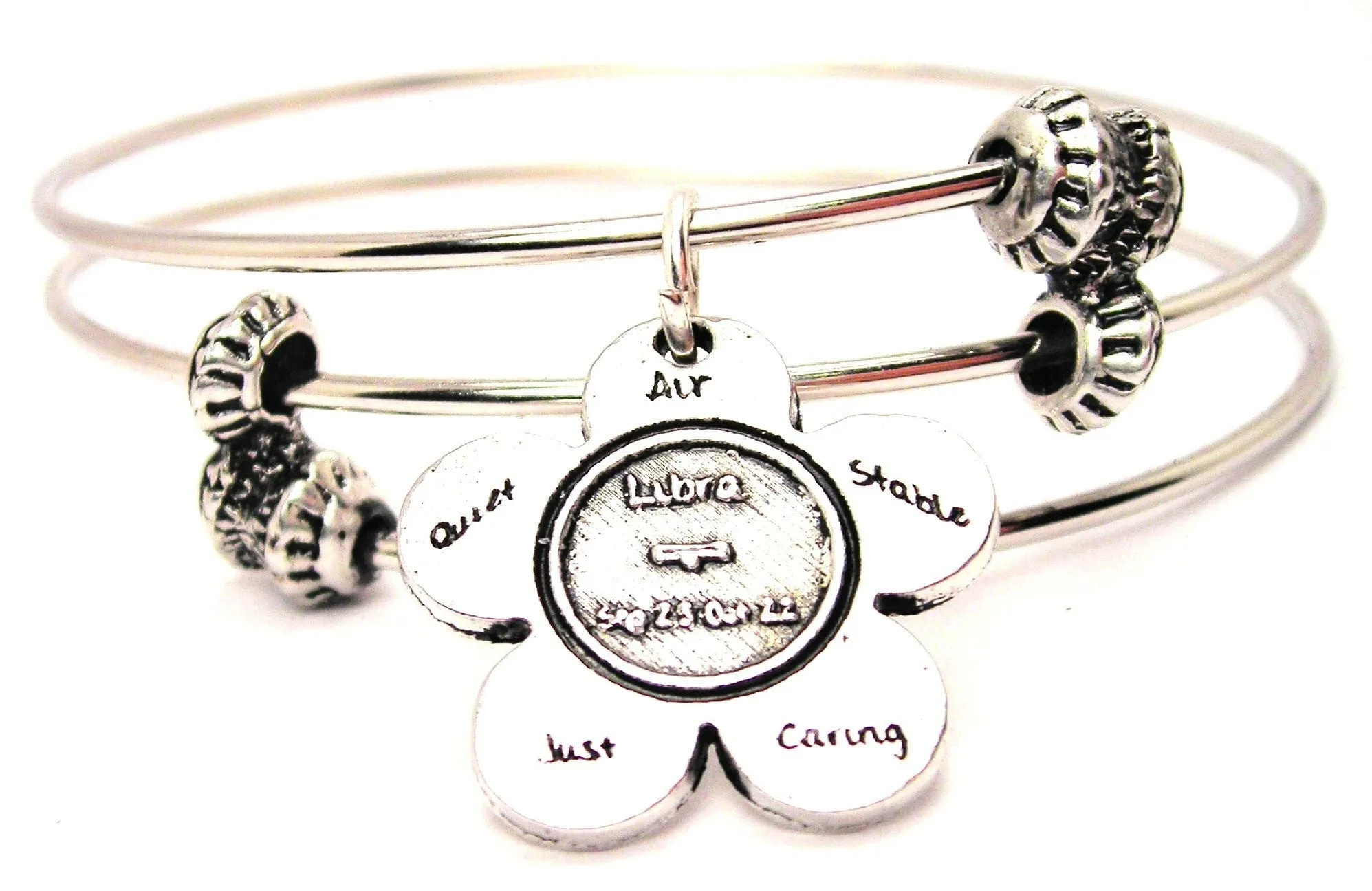 Libra Zodiac Triple Style Expandable Bangle Bracelet