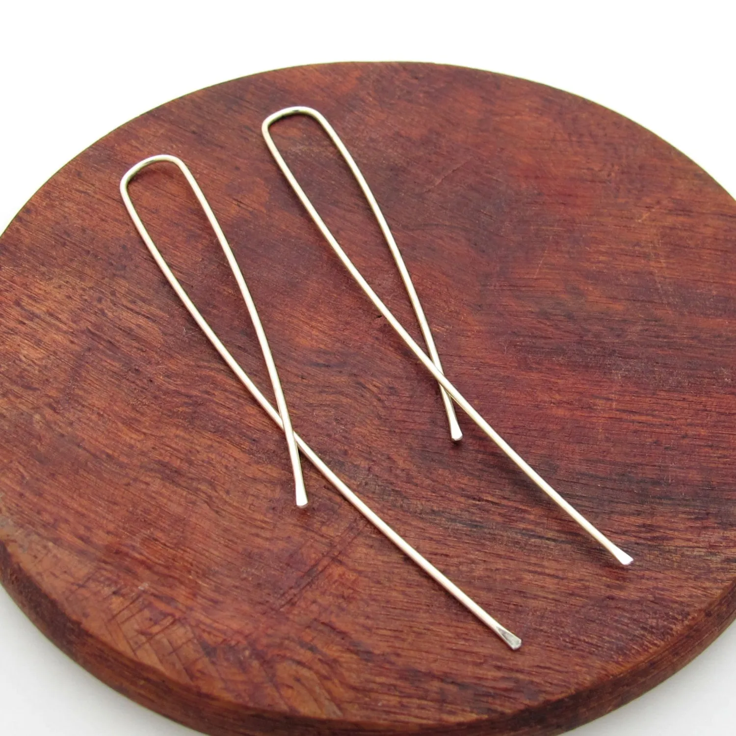 Long Gold Earrings - Modern Earrings - Wire Threader Earrings