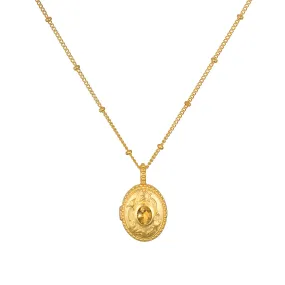 Lotus Citrine Birthstone Locket Necklace - November