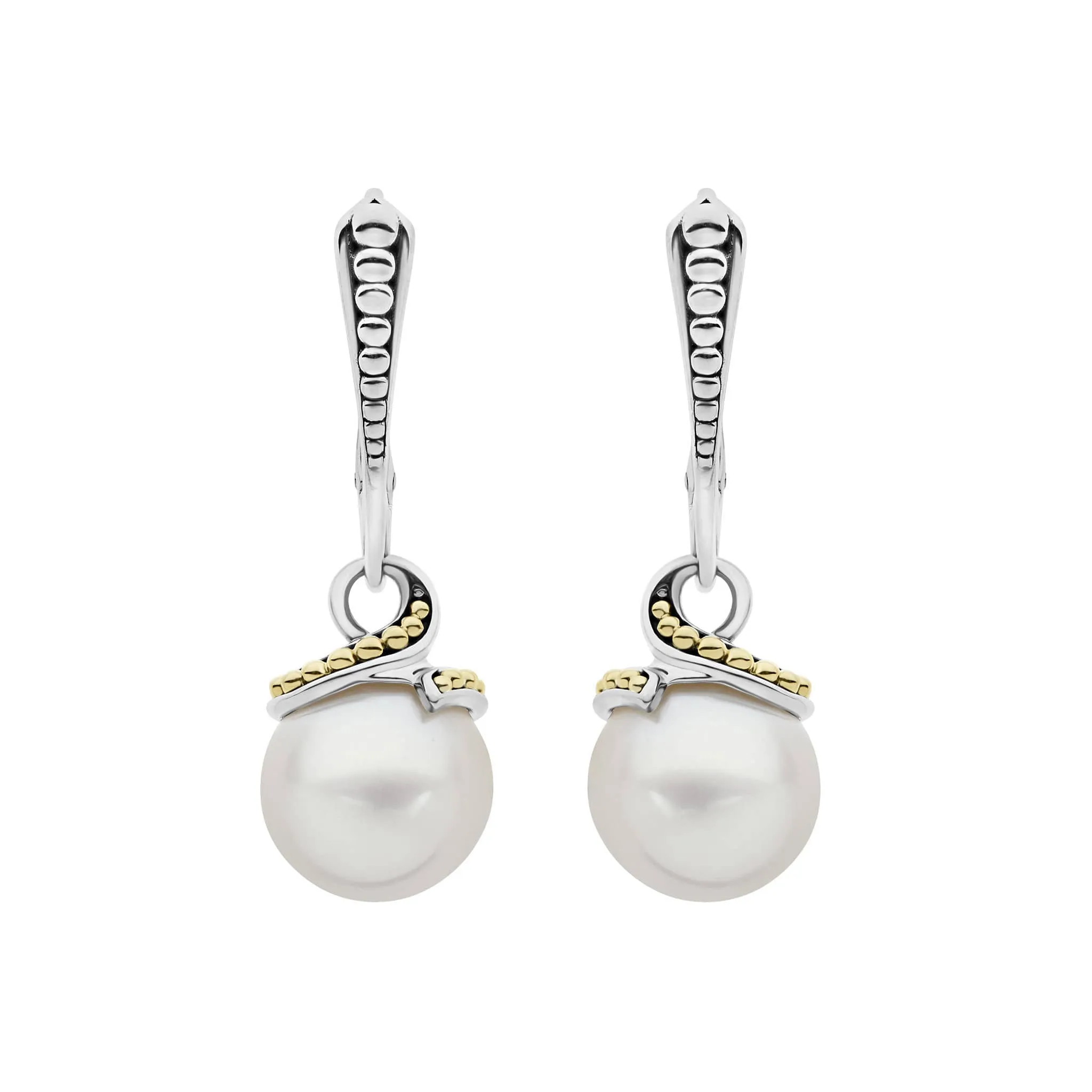 Luna Two-Tone Drop Pearl Earrings