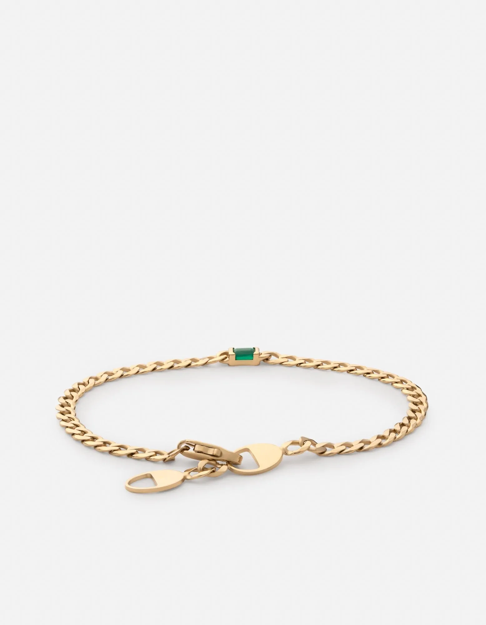 Lyra Emerald Chain Bracelet, Gold Vermeil