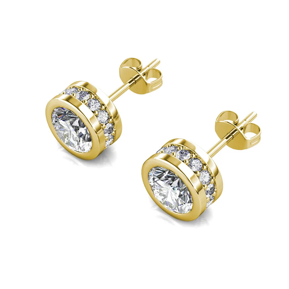 Mae 18k White Gold Plated Stud Earrings with Round Cut Crystals