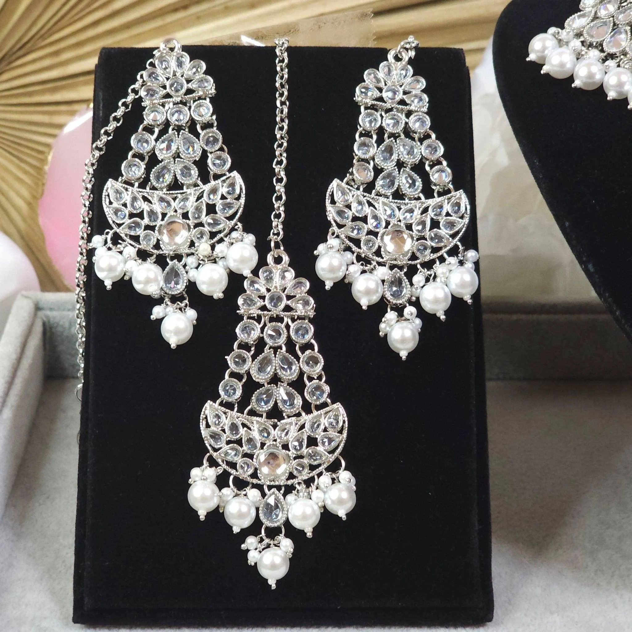 Mahjabin - Silver Polki Bridal Choker Set