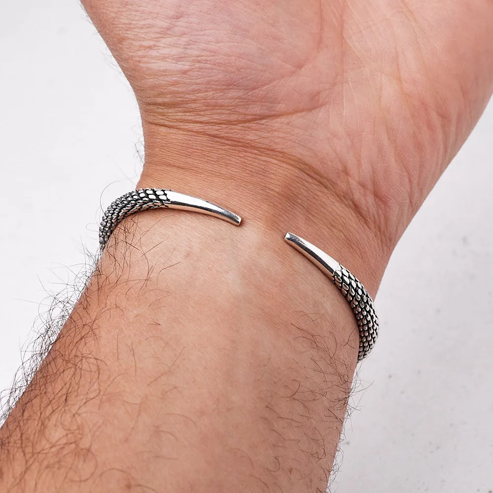 Men's Rope Twisted 925 Sterling Silver Bangle Bracelet