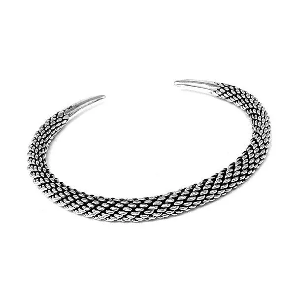 Men's Rope Twisted 925 Sterling Silver Bangle Bracelet