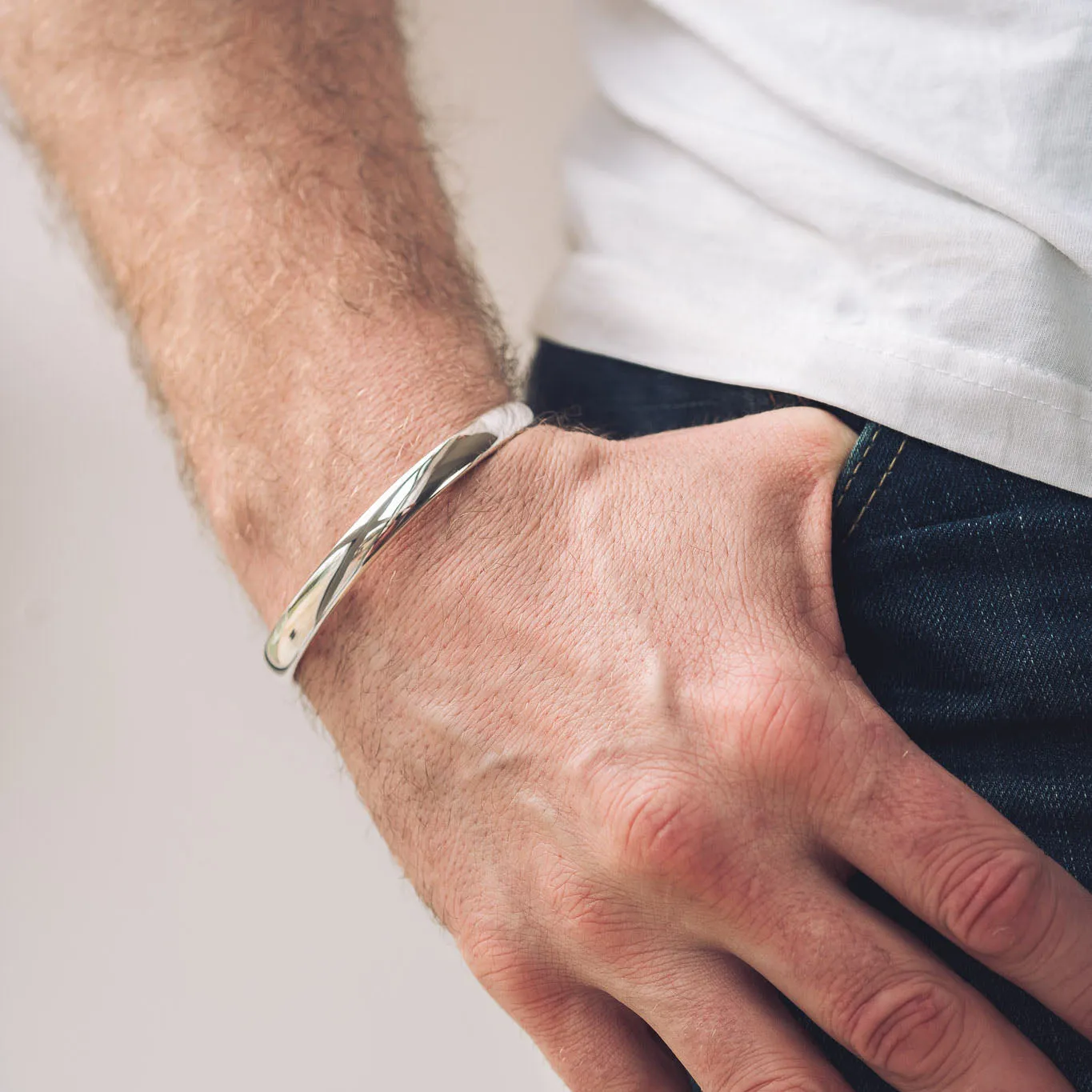 Men's Silver Cuff Bracelet | Heavy Oval