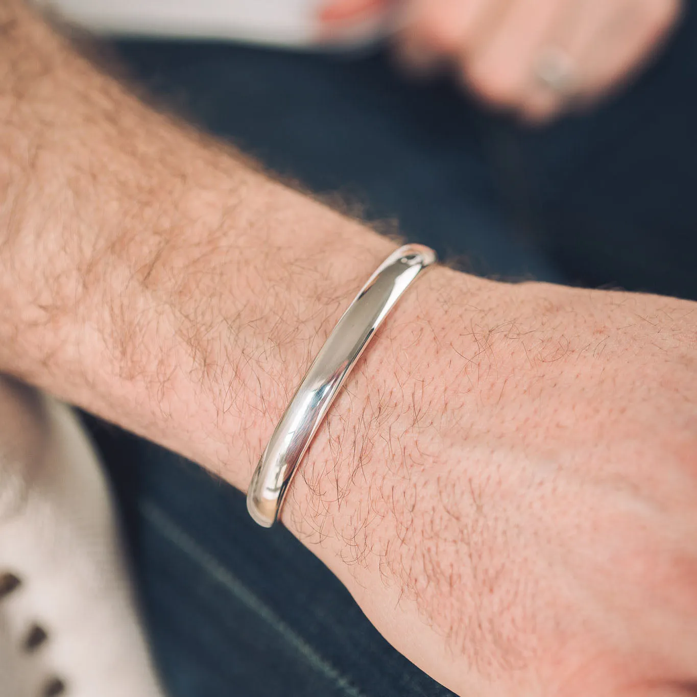 Men's Silver Cuff Bracelet | Heavy Oval