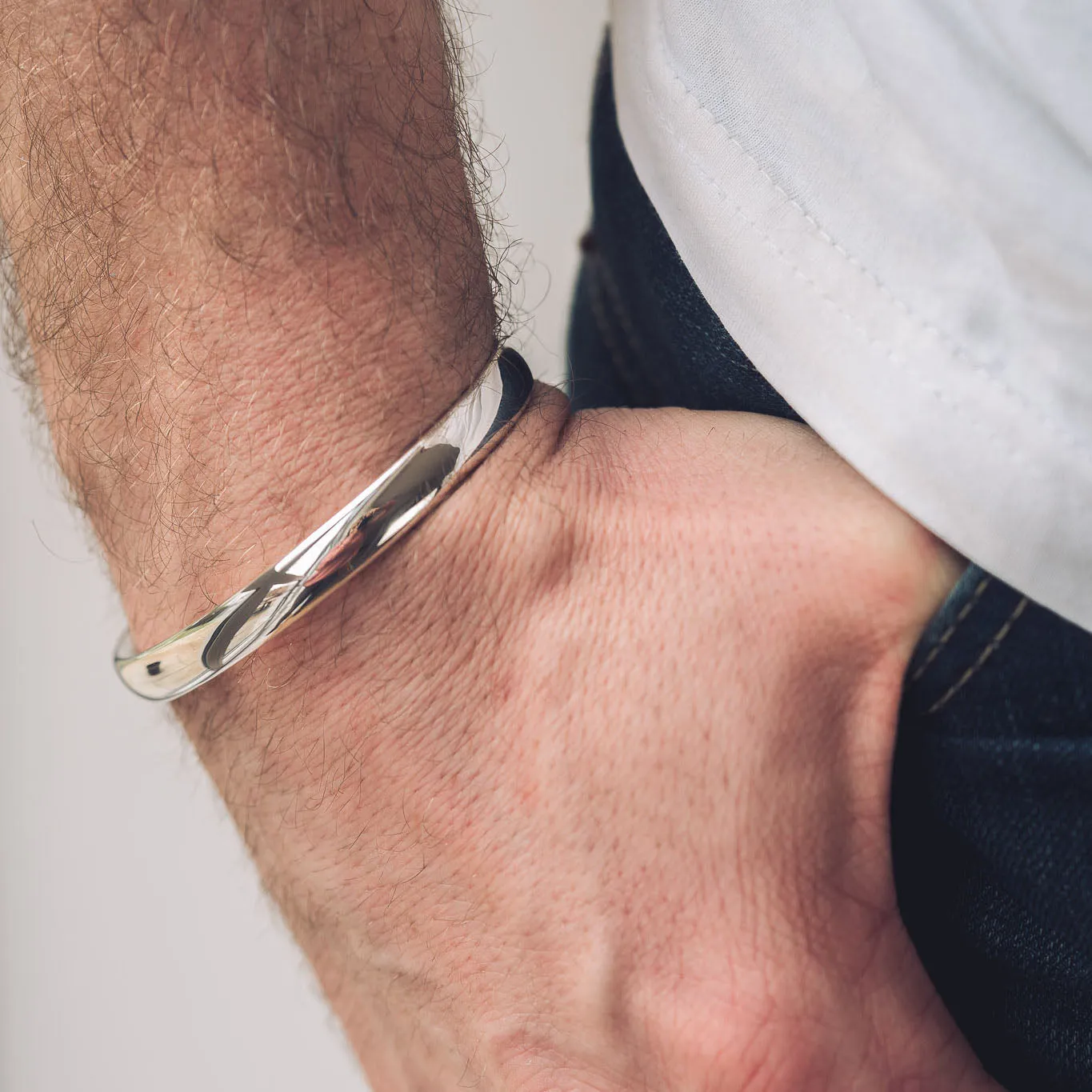 Men's Silver Cuff Bracelet | Heavy Oval