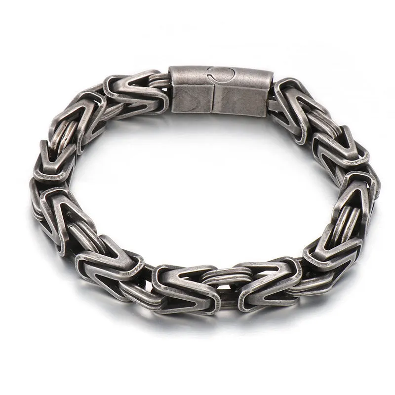 Men's V-Shaped Titanium Steel Bracelet with Emperor Chain Design - Hip Hop Style for European and American Fashion