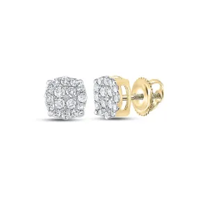 Mini Circle Micro Pave Diamond Earrings .25cttw 10K Yellow Gold