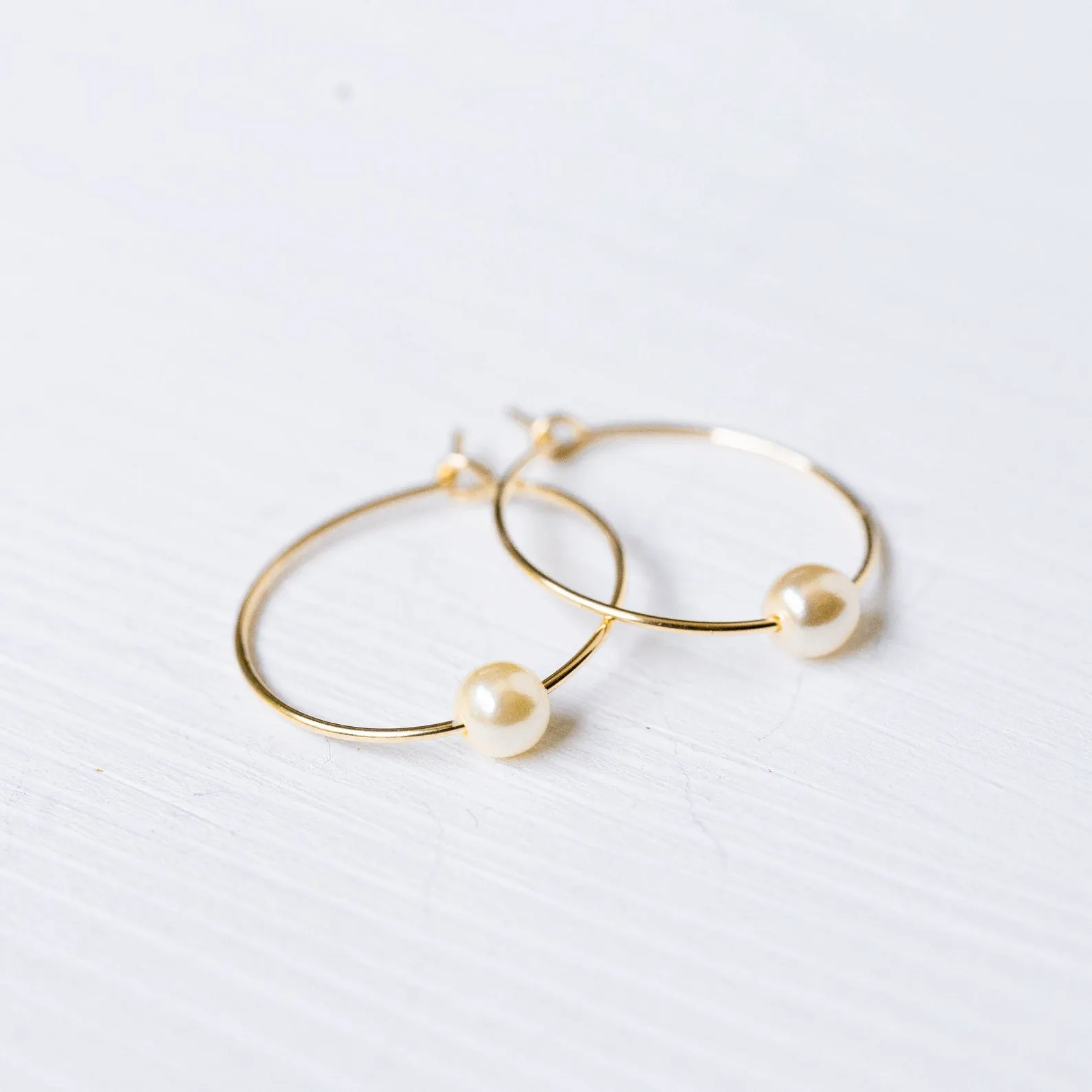 Mini pearl Gold Filled Hoops